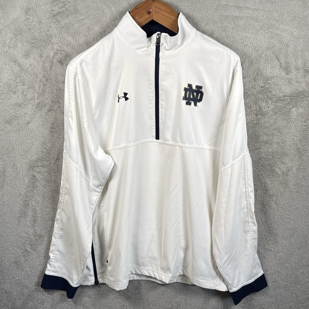 Notre Dame Under Armour 1/4 Zip Pullover Men’s L White Long Sleeve NCAA College